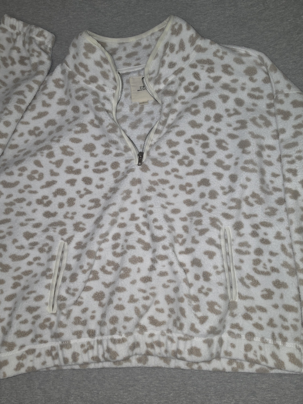 Thread & Supply White Half-Zip Fleece with Taupe Leopard Print - Picture 9 of 9